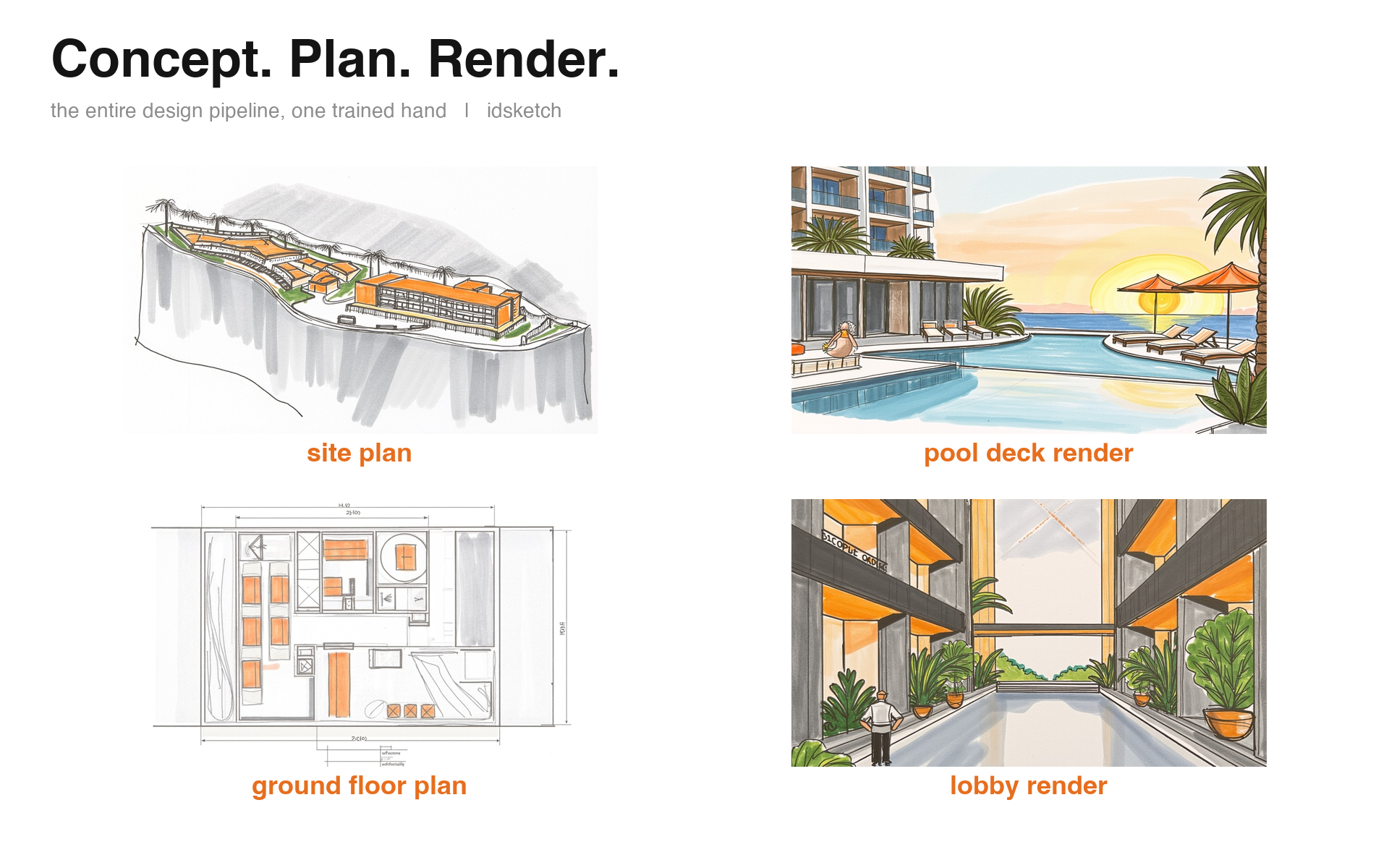 Slide 13: Concept, plan, render